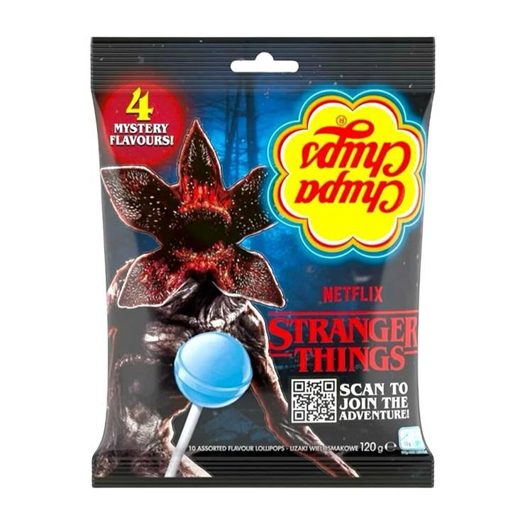 Карамель на палочке Chupa Chups Stranger Things 4 flavours 120 гр., флоу-пак