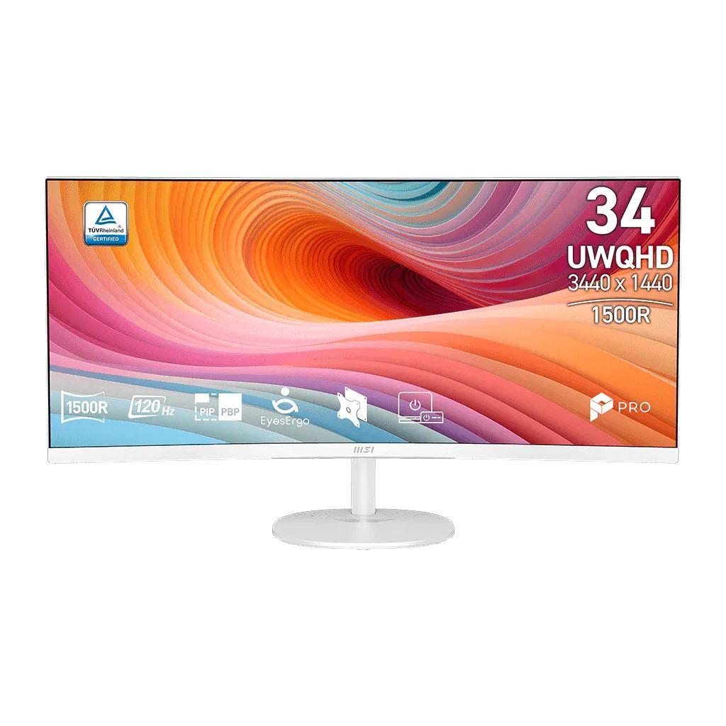 34" Монитор MSI Pro MP341CQW E12, 3440x1440, VA, 120Гц, 2хHDMI, 1хDP, изогнутый, белый [9s6-3pb2ct-211]