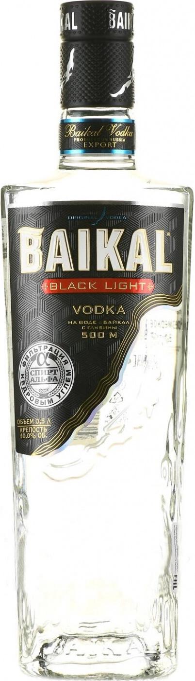 Спиртной напиток водка Байкал Блэк Лайт BAIKAL BLACK LIGHT особая 40% Россия 500 мл., стекло
