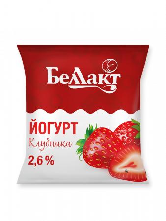 Йогурт Беллакт клубника 2,6% 400 гр., фин-пак