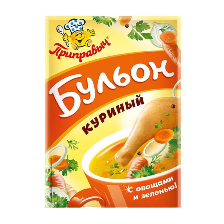 Бульон Приправыч куриный с овощами и зеленью 75 гр., флоу-пак