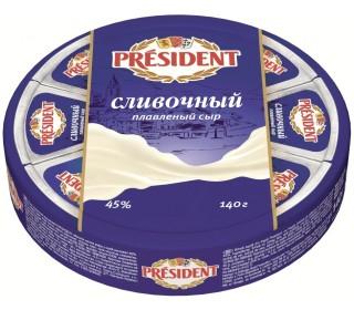 Сыр PRESIDENT плавленый сливочный 8 треугольников 140гр