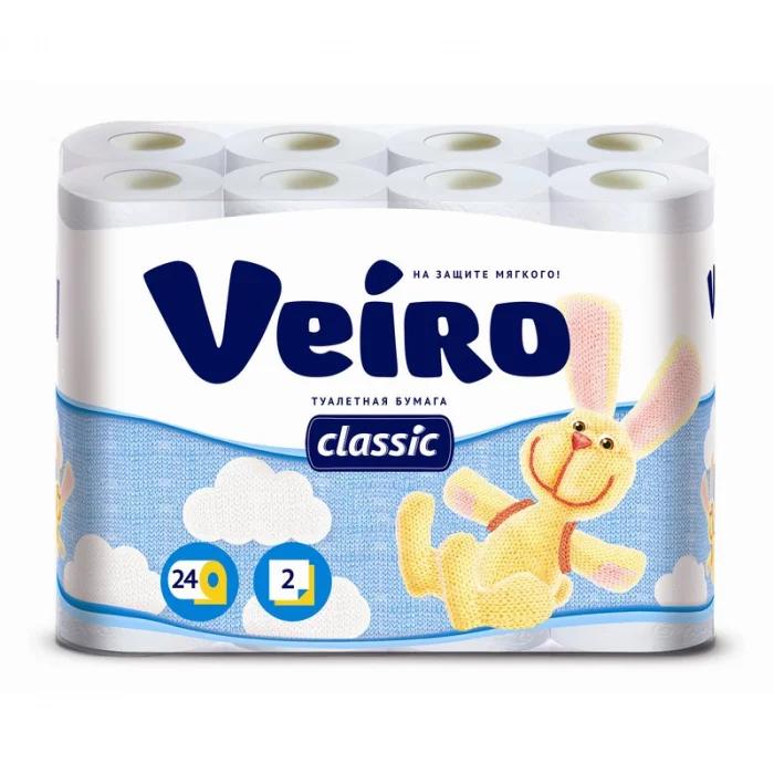 Бумага туалетная Veiro Classic 2-слойная 17,5 м Россия белый целлюлоза, флоу-пак