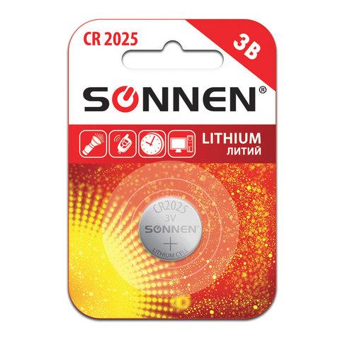 Батарейка CR2025 литиевая 1 шт., 451973 Sonnen Lithium 6 гр., блистер