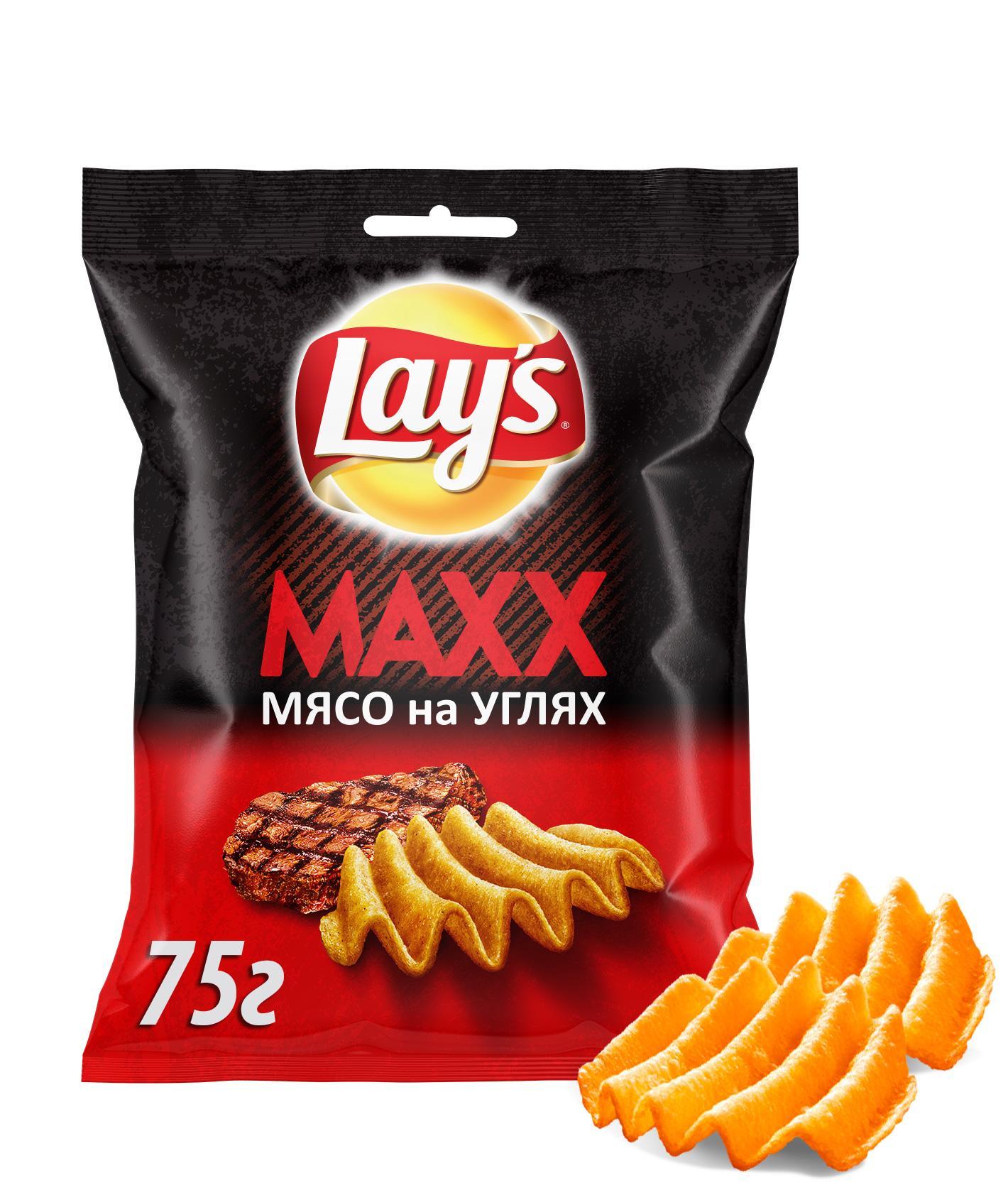 Чипсы Lay's Maxx мясо на углях 75 гр., флоу-пак