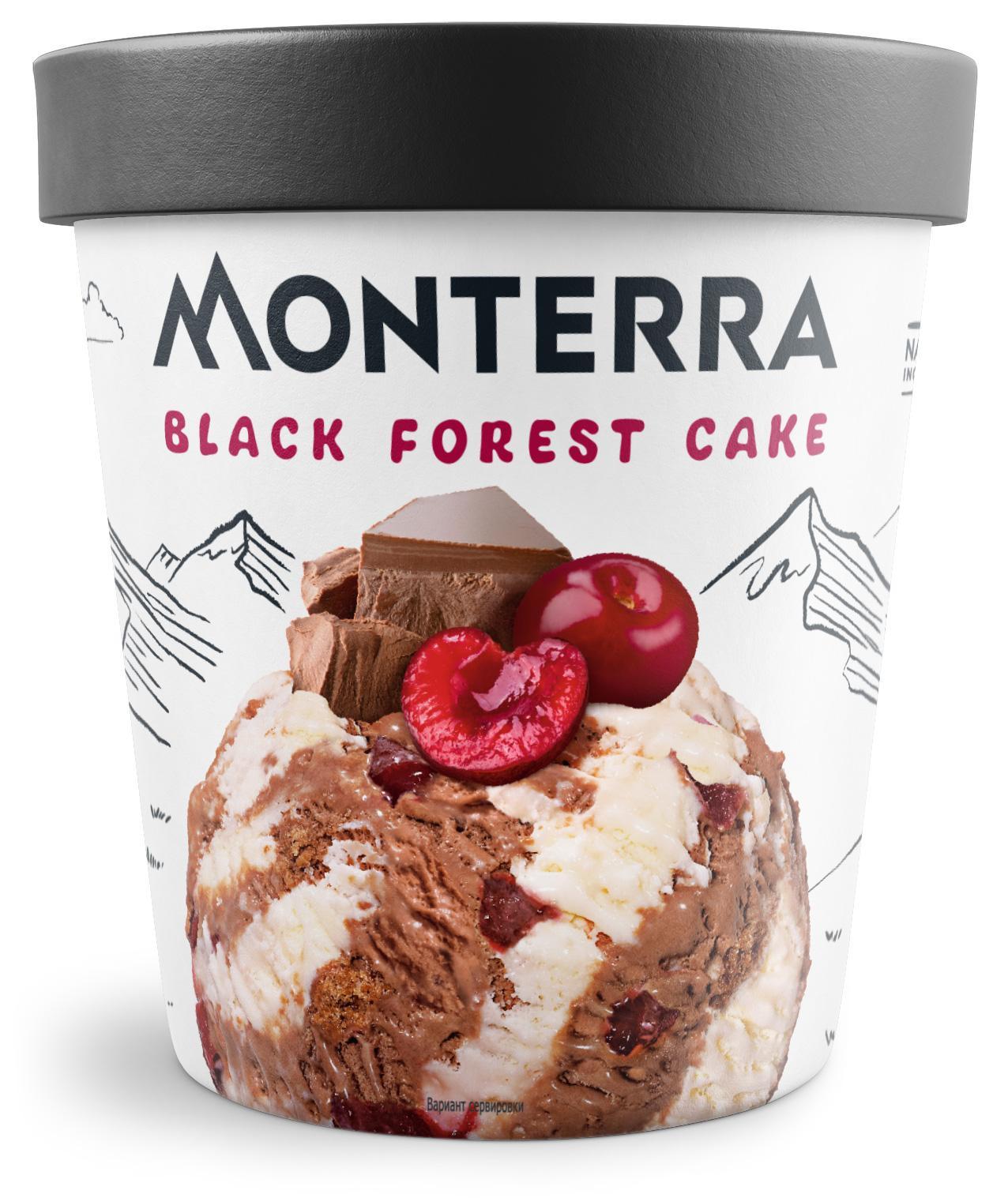 Мороженое пломбир MONTERRA шоколадно-вишневый торт 480 мл, ПЭТ