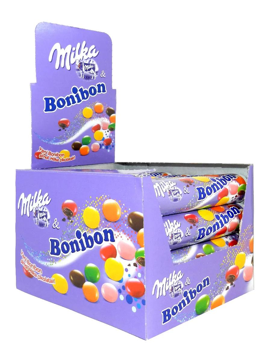 Драже Milka Bonibon шоколадное 72,9 гр., туба