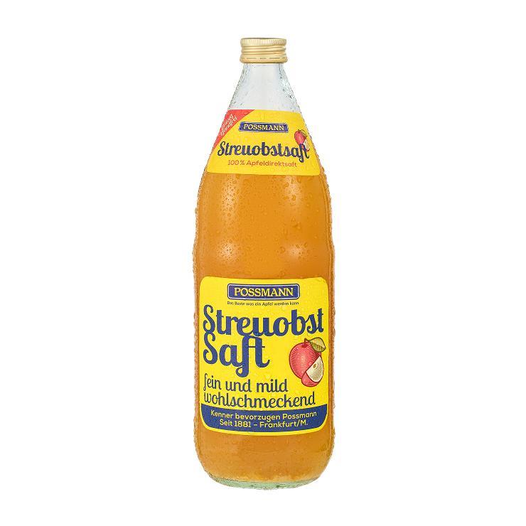 Сок Possmann Streuobst saft Apfel fein und mild 100% яблочный прямого отжима неосветленный из сортов яблок с пониженной кислотностью 1 л., стекло