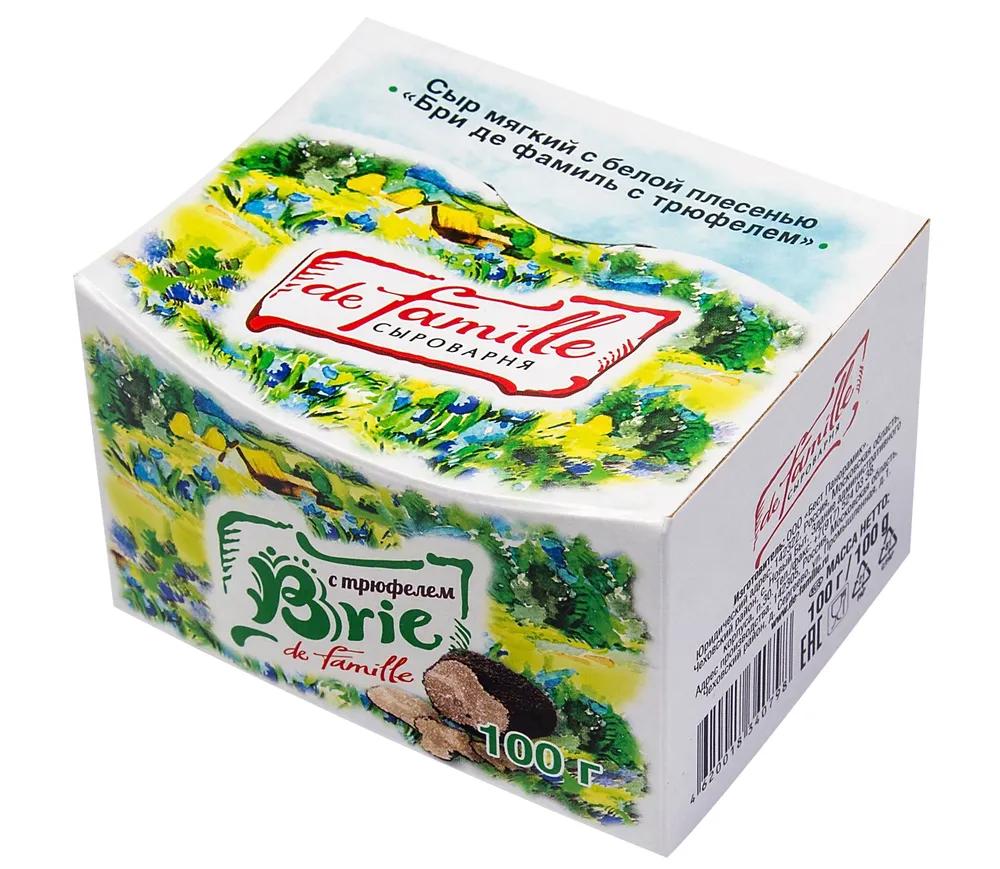 Сыр Brie de famille мягкий с белой плесенью с трюфелем 50% 100 гр., картон