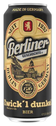 Пиво Berliner Geschichte Zwick'l Dunkel темное пастеризованное нефильтрованное неосветленное 6,7% 500 мл., ж/б