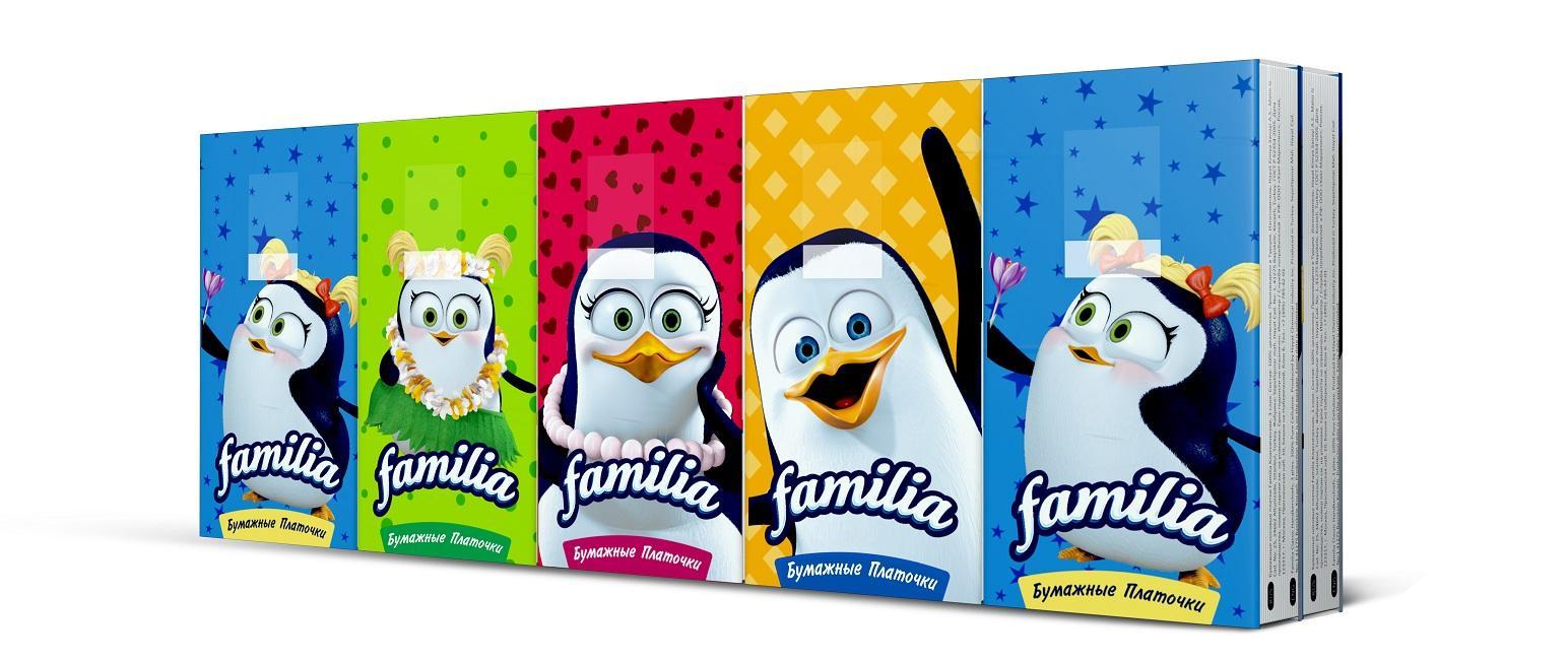 Платочки Familia классические 3 слоя 10 шт., флоу-пак