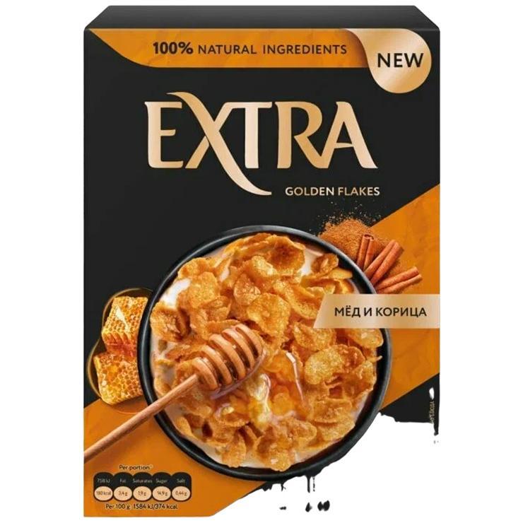 Хлопья Extra Golden кукурузные с корицей и медом 250 гр., картон