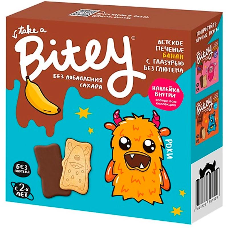 Печенье Take a Bitey с глазурью Банан 125 гр., картон
