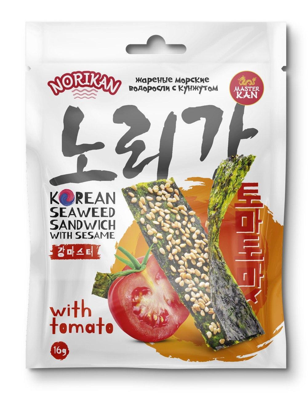 Водоросли NoriKan Tomato Sesame Sandwich с кунжутом и томатом 16 гр., флоу-пак