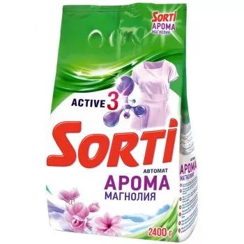 Порошок для машинной стирки арома магнолия Sorti, 2,4 кг., пластиковый пакет