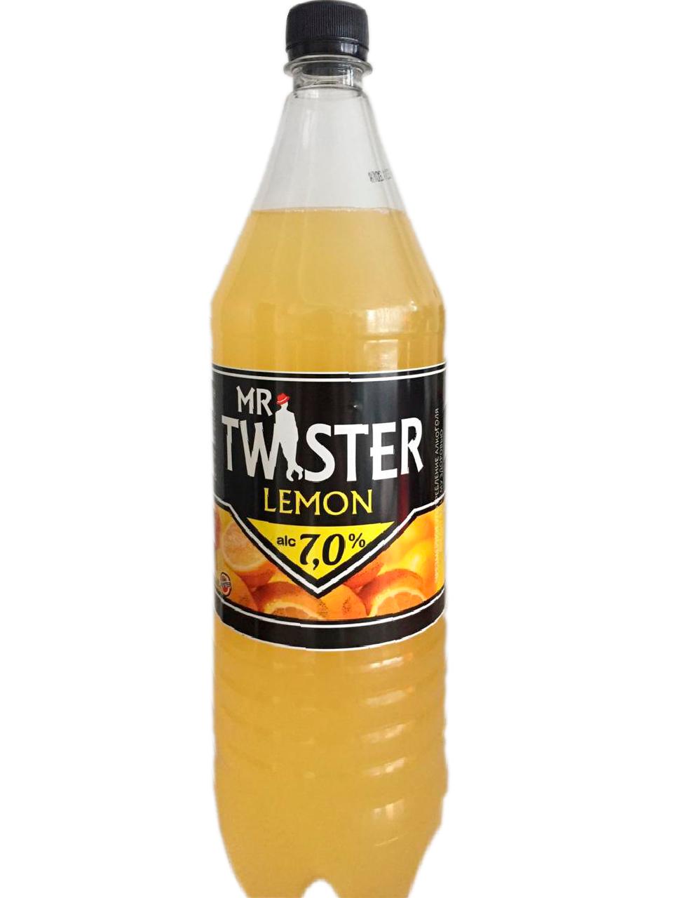 Напиток пивной Mr. Twister лимон светлый фильтрованный пастеризованный 7% 1.4 л., ПЭТ