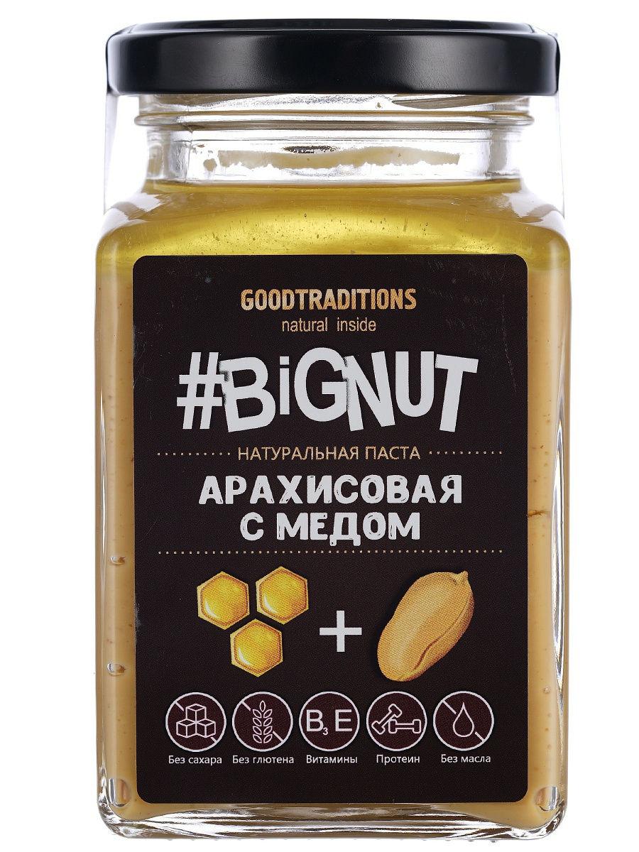 Арахисовая паста GOODTRADITIONS #BIGNUT с мёдом 240 гр., стекло