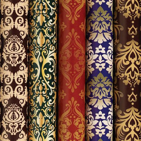 Бумага упаковочная Золотая Сказка damask luxury мелованная 70х100см 5 дизайнов 70 г/м2
