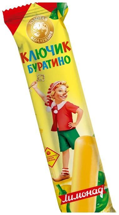 Мороженое лед ЗОЛОТАЯ КОЛЛЕКЦИЯ буратино лимонад 70 гр., флоу-пак