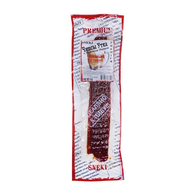 Чипсы мясные Premium Sneki Лонг Идеально к пиву утка с красным перцем 70 гр., пакет
