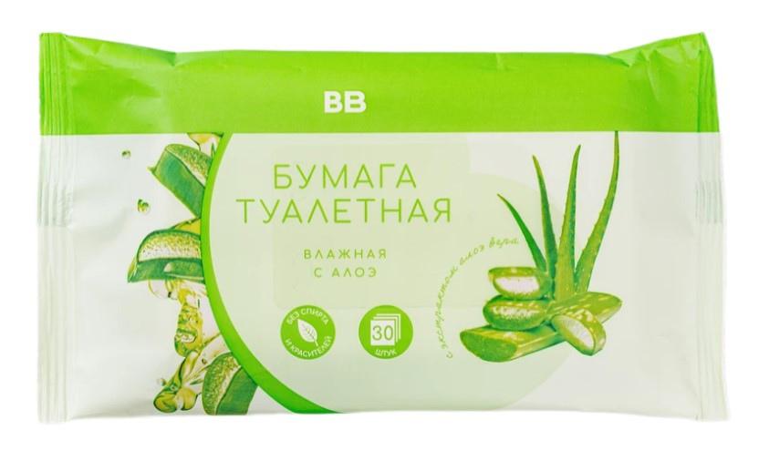 Бумага туалетная ВкусВилл влажная с Алоэ 30 штук, флоу-пак