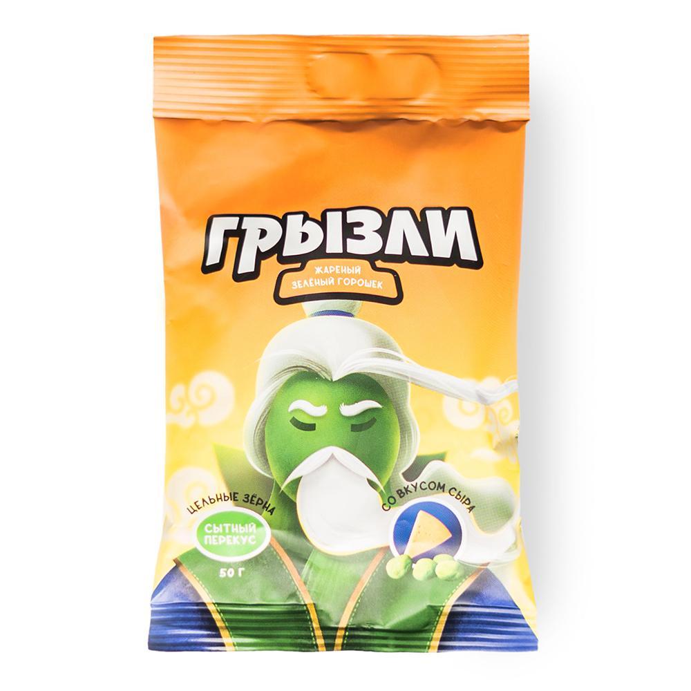 Горошек зеленый Грызли жареный со вкусом сыра 50 гр., флоу-пак