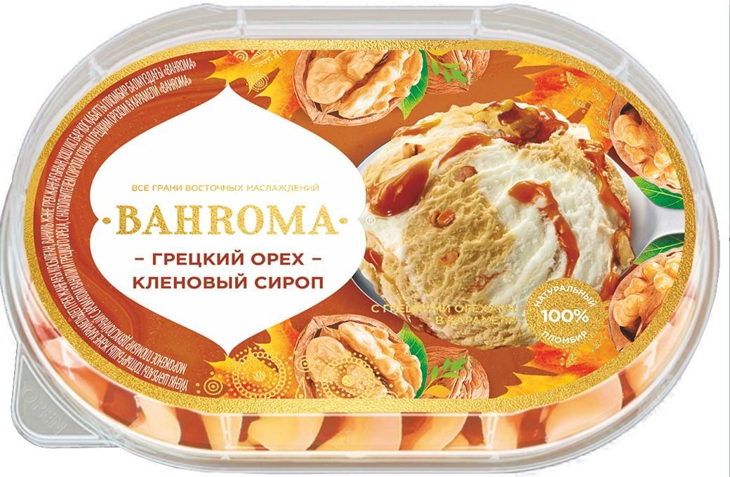 Мороженое пломбир Bahroma грецкий орех клено 450 гр., пластиковый контейнер