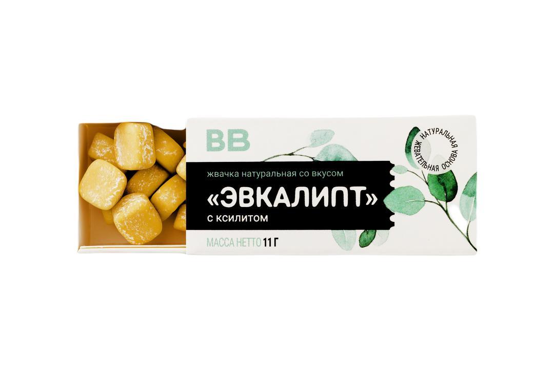 Жвачка ВкусВилл натуральная со вкусом Эвкалипт, 11 гр., картон