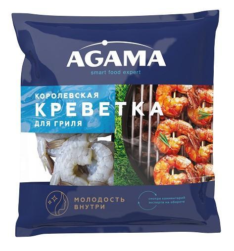Креветки Agama королевские для гриля очищенные с хвостом 400 гр., флоу-пак