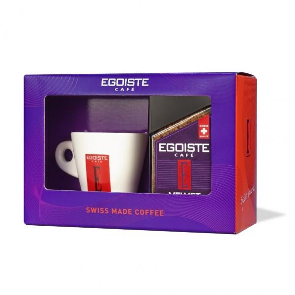 Подарочный набор: Кофе сублимированный Egoiste Velvet + кофейная керамическая чашка Egoiste, 95 гр., Картонная коробка