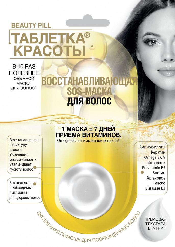 SOS-маска для волос восстанавливающая Fito Косметик Таблетка красоты, 25 мл., саше