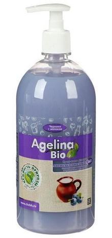 Крем-мыло жидкое антибактериальное Agelina Bio черника с молоком 1 л., флакон с дозатором