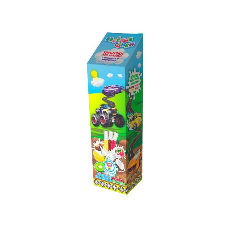 Трубочки Sweet Food для молока Веселые гонки с игрушкой и сюрпризом 6 гр., картон