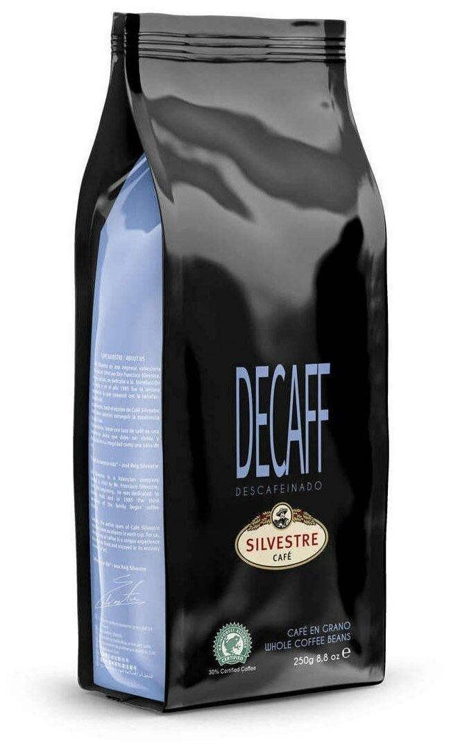 Кофе SILVESTRE Decaff 60% Арабика 40% Робуста зерновой 250 гр., флоу-пак