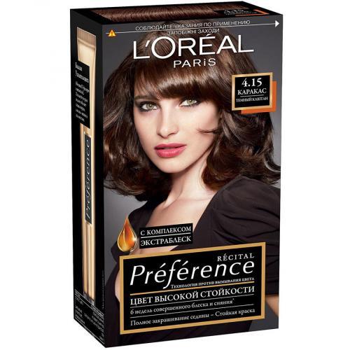 Краска для волос L'Oreal Paris Preference Recital тон 4.15 каракас глубокий каштан 174 мл., картон