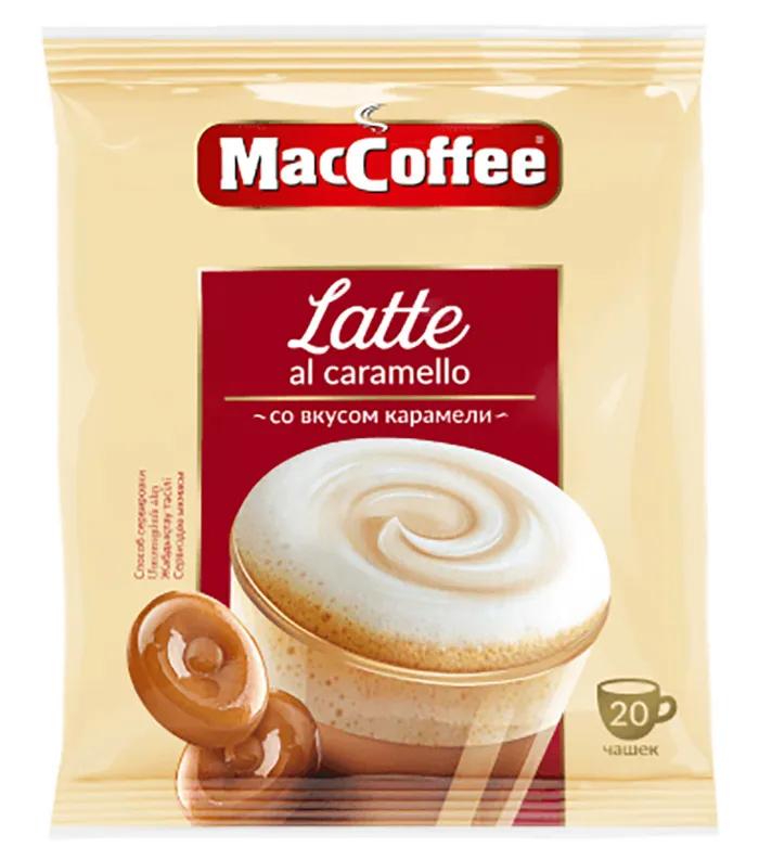 Растворимый кофе MacCoffee Latte 3в1 с карамелью, 22 гр., флоу-пак