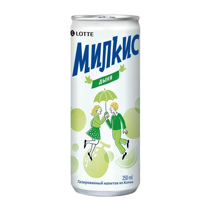Напиток газированный Lotte милкис дыня Южная Корея 250 мл., ж/б