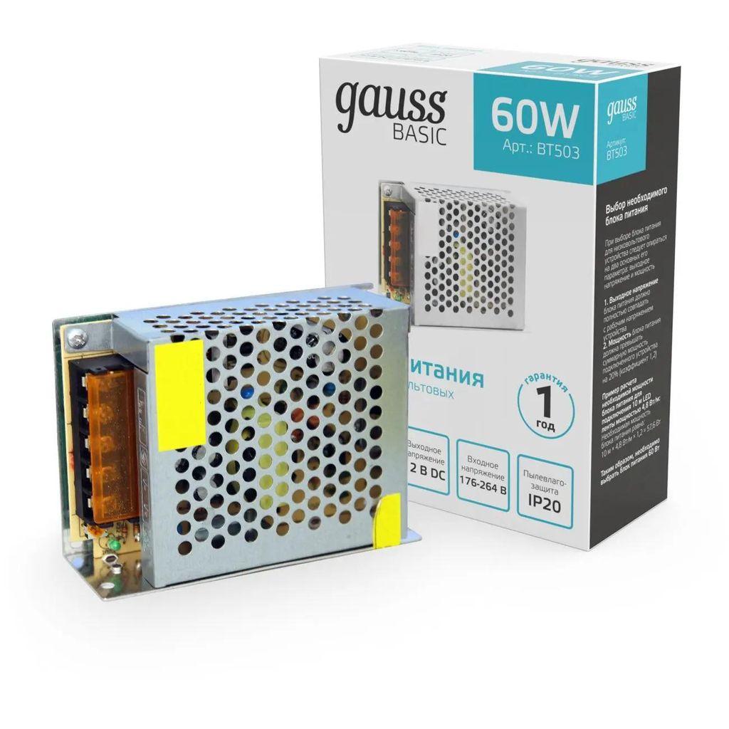Блок питания GAUSS Basic для светодиодных лент [bt503]