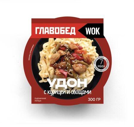 Лапша Главобед Wok удон с курицей и овощами 300 гр., картон