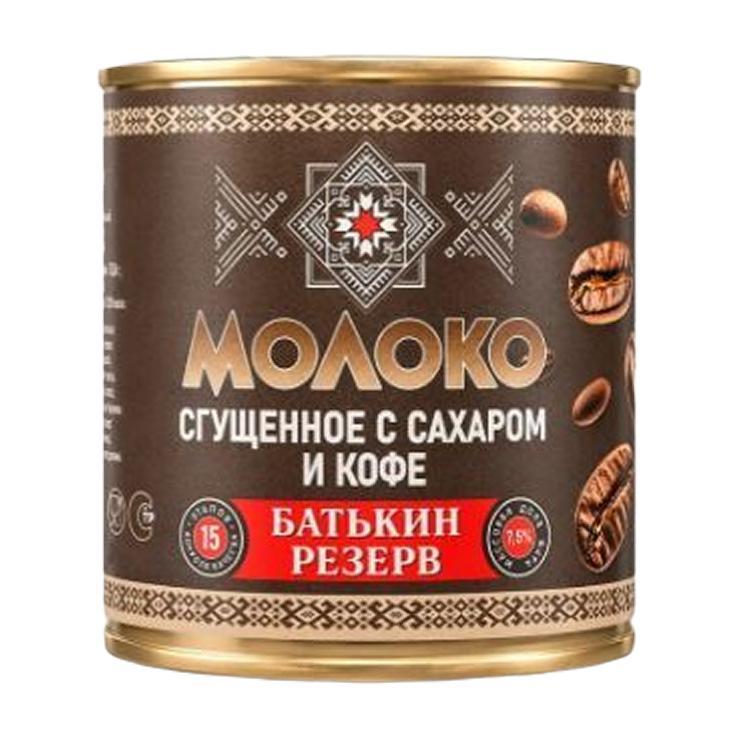 Молоко сгущенное Батькин резерв с сахаром и кофе 7,5% 370 гр., ж/б