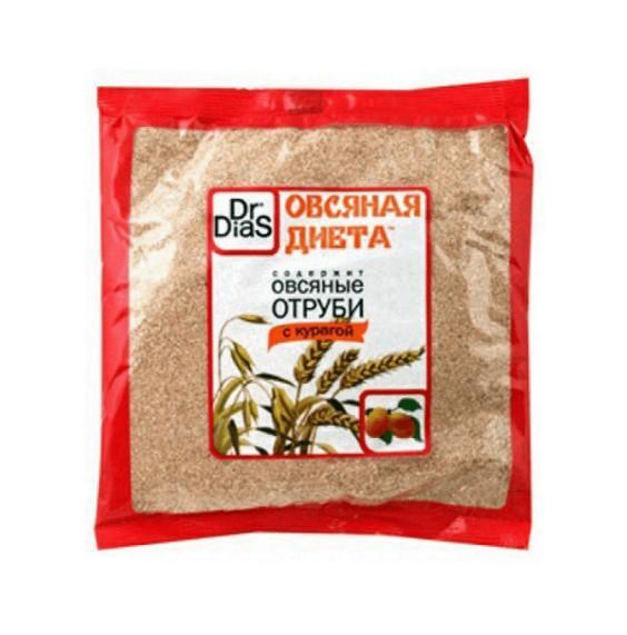 Отруби Dr.DiaS овсяные сибирские с курагой 200 гр., флоу-пак