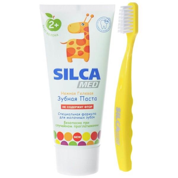 Зубная паста Silca Med Вкус яблока 2+ с мягкой щеткой 65 мл., туба