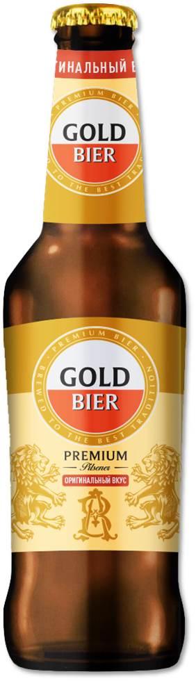 Пиво Gold Bier Premium Pilsener светлое фильтрованное пастеризованное 4,8% 440 мл., стекло