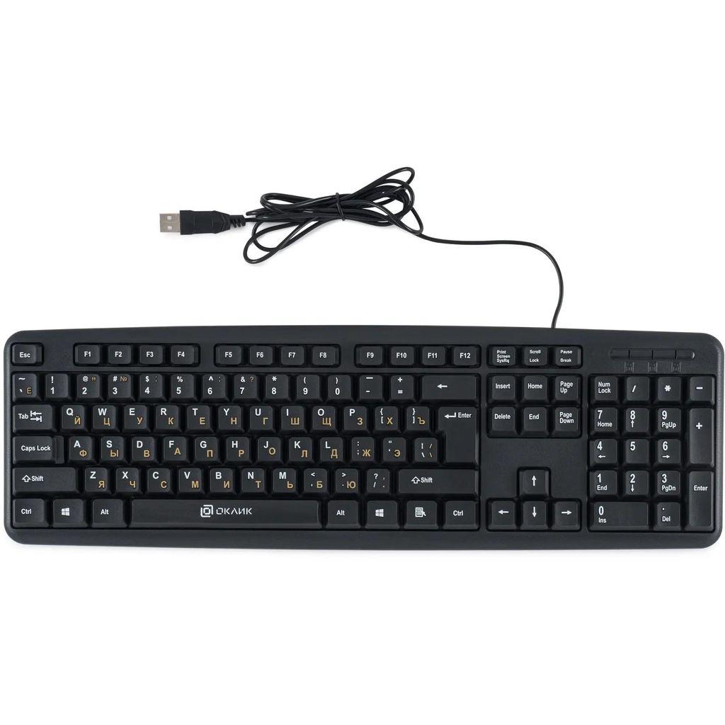 Клавиатура OKLICK 130M, проводная, USB, мембранная, черный [337077]