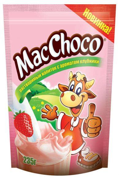 Напиток MacChoco растворимый с ароматом клубники, 235 гр., дой-пак
