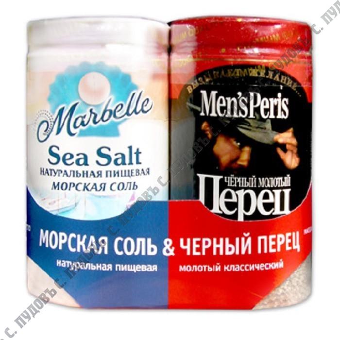 Набор соль морская Marbellе и перец черный Men`s Peris