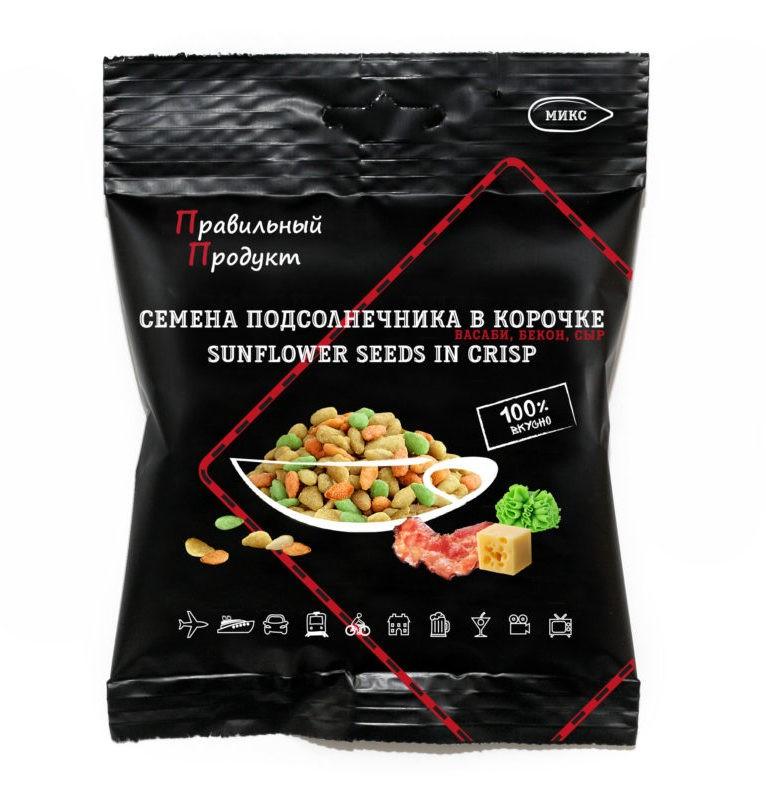 Семена подсолнечника Правильный продукт микс, 80 гр., флоу-пак