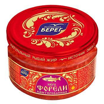 Икра Балтийский берег красная аналог форель 220 гр., стекло