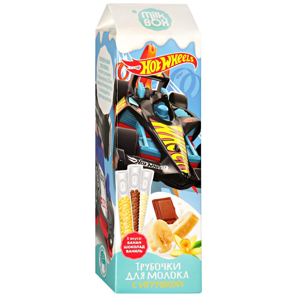 Трубочки для молока Milky Joy Hot Wheels Шоколад банан и ваниль, 18 гр., картон