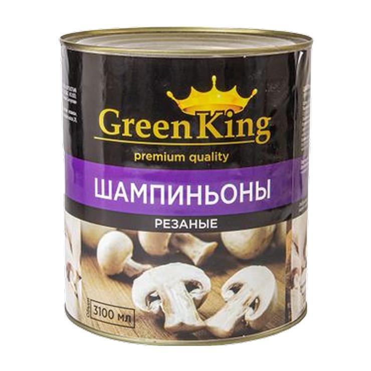 Грибы Green King шампиньоны с вешенками резаные 3,1 л., ж/б